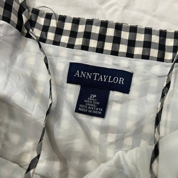 1990s Ann Taylor black and white gingham print silk bodice size XS - Picture 4 of 6